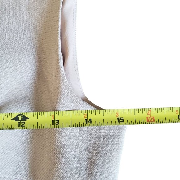 Beige Sleeveless Pleated Fitted Knit Dress Size L - Picture 7 of 9